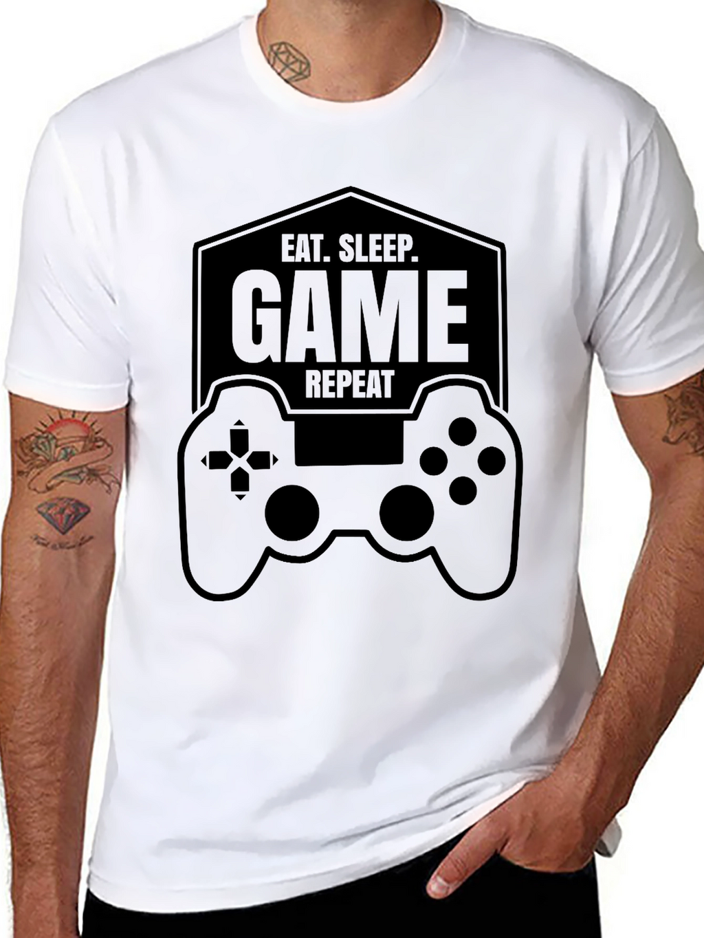Eat Sleep Game Repeat Black T-Shirt