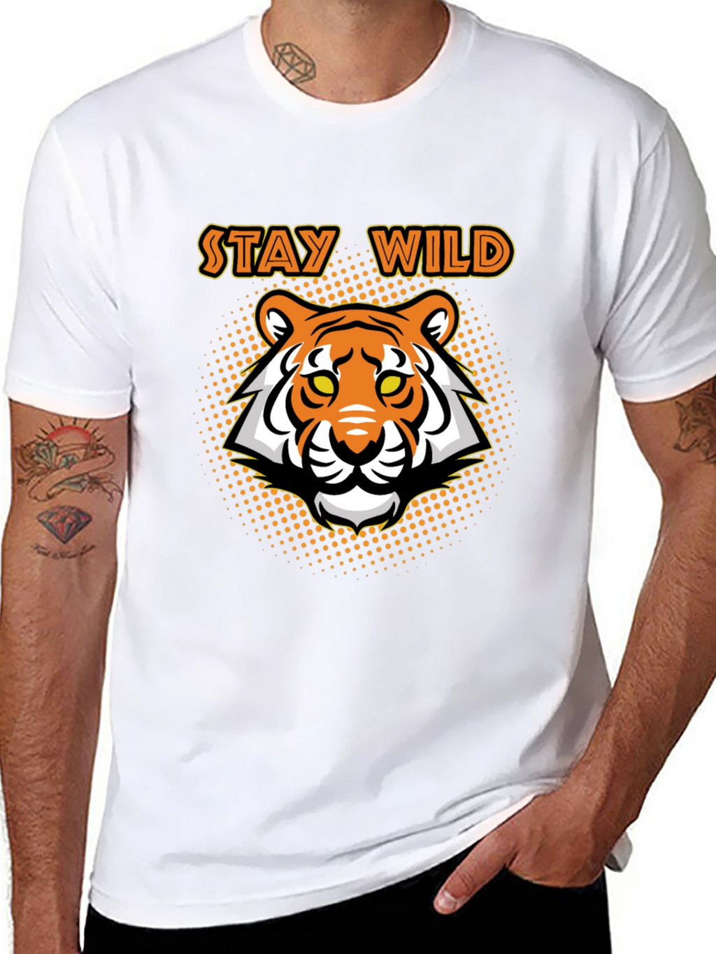 Stay Wild Tiger Graphic Tee - Black Cotton T-Shirt