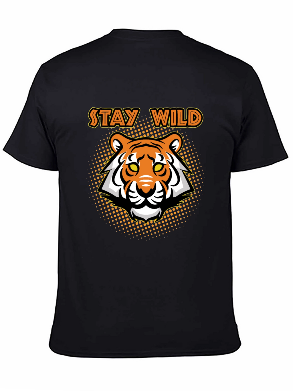 Stay Wild Tiger Graphic Tee - Black Cotton T-Shirt