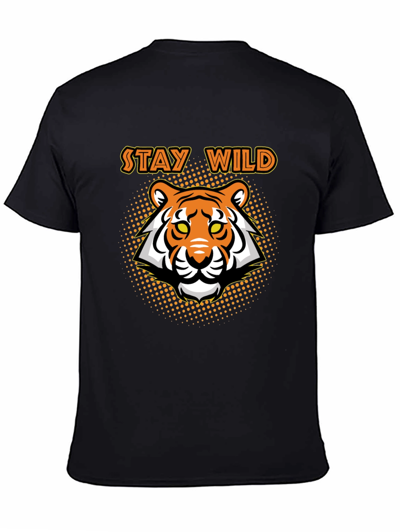 Stay Wild Tiger Graphic Tee - Black Cotton T-Shirt