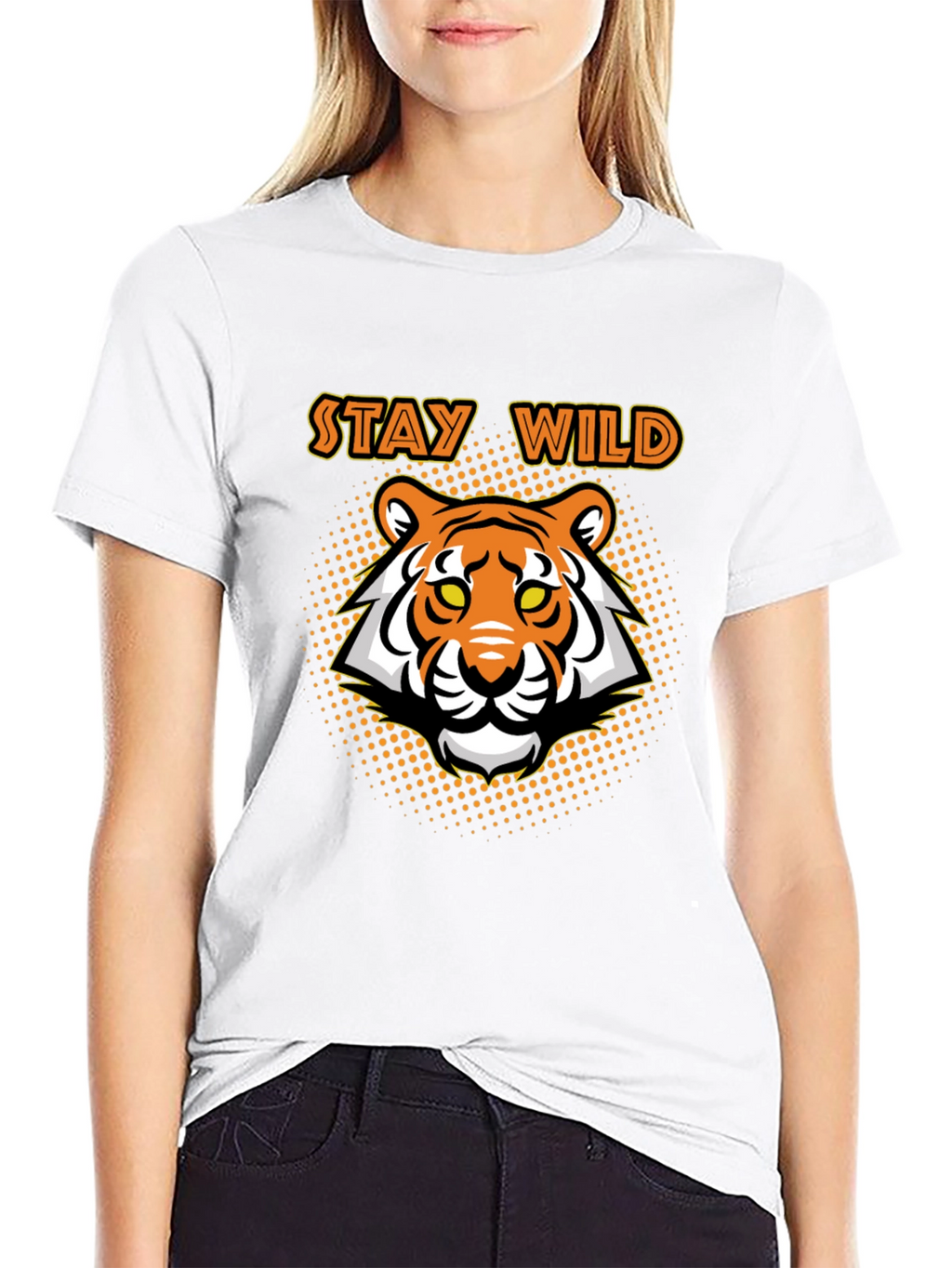 Stay Wild Tiger Graphic Tee - Black Cotton T-Shirt
