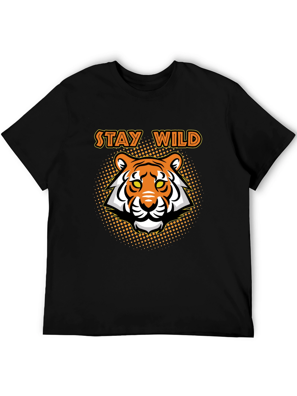 Stay Wild Tiger Graphic Tee - Black Cotton T-Shirt