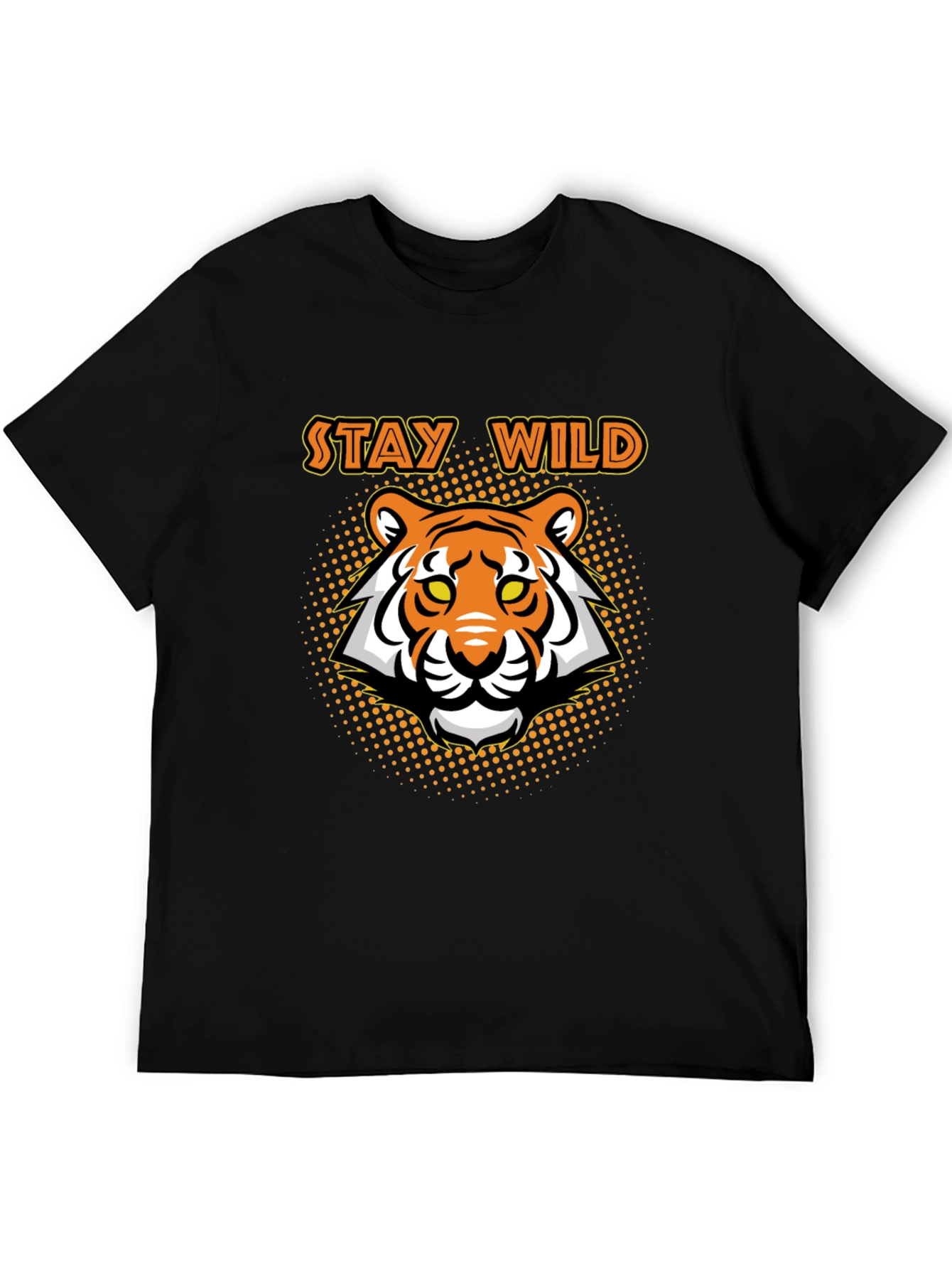Stay Wild Tiger Graphic Tee - Black Cotton T-Shirt