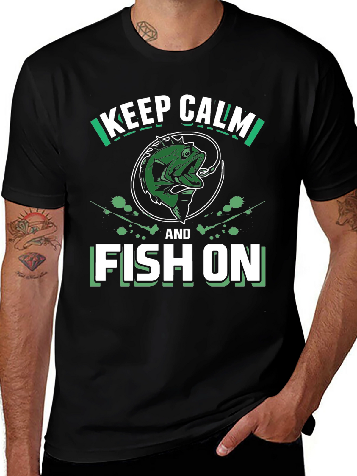 Keep Calm and Fish On T-Shirt - Fishing Graphic Tee