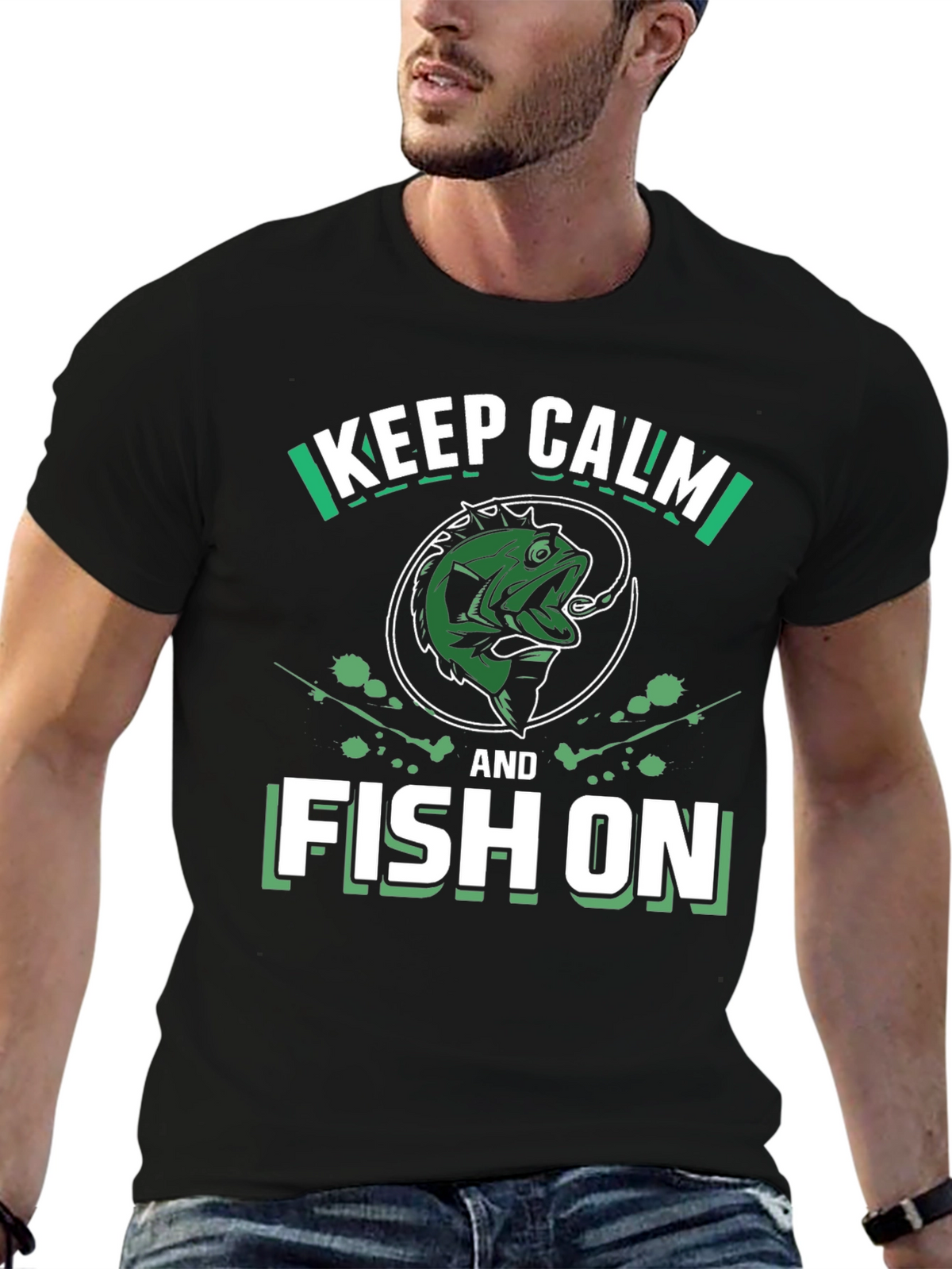 Keep Calm and Fish On T-Shirt - Fishing Graphic Tee