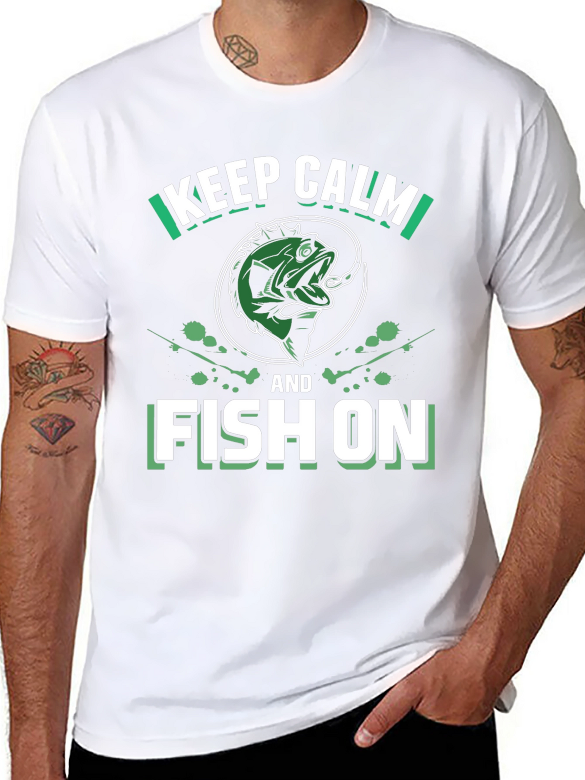 Keep Calm and Fish On T-Shirt - Fishing Graphic Tee