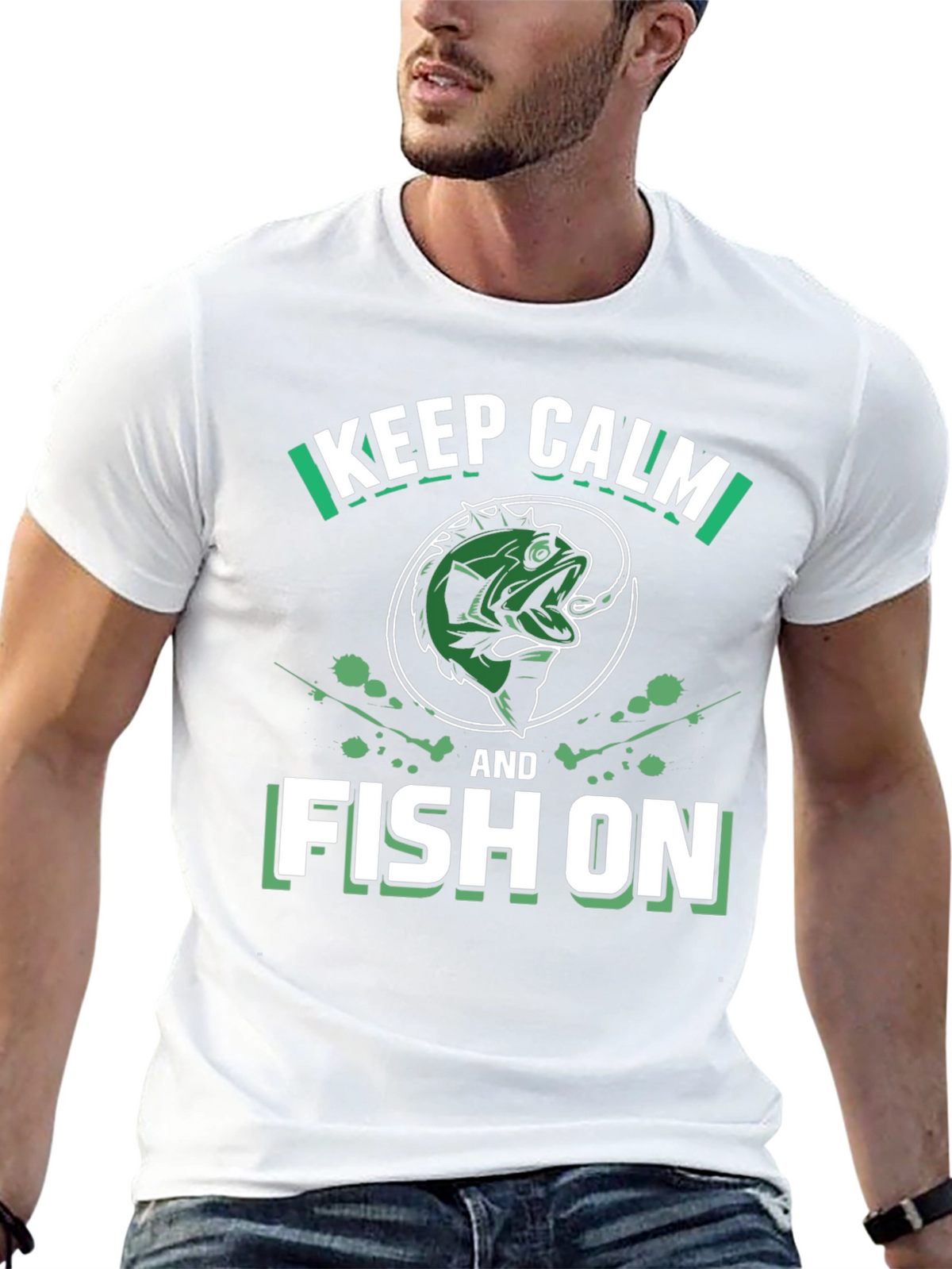 Keep Calm and Fish On T-Shirt - Fishing Graphic Tee