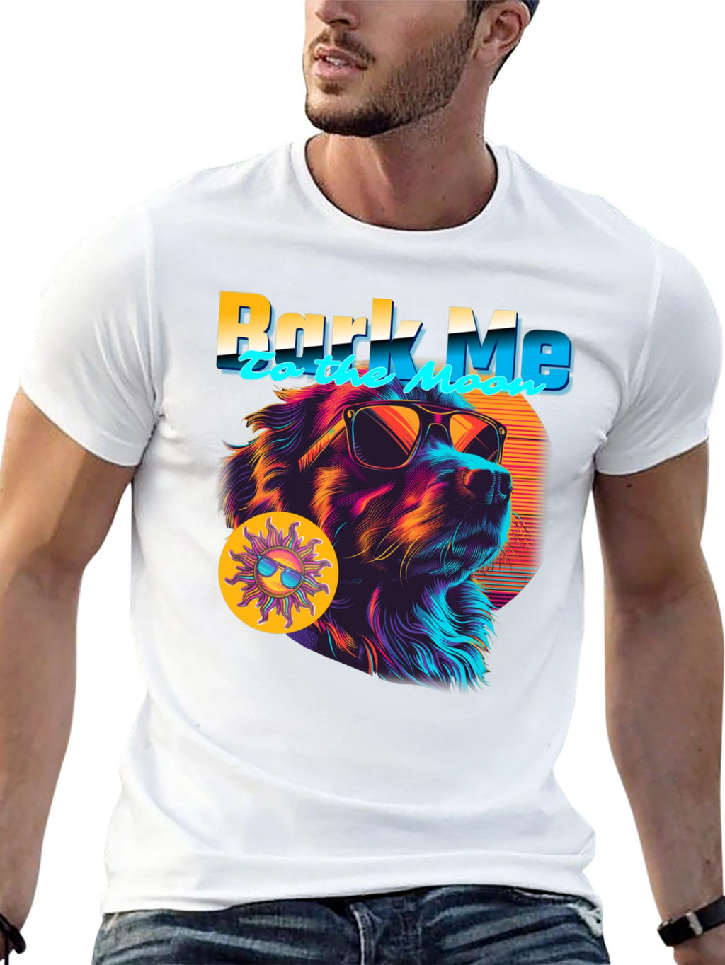 Bark Me To The Moon Dog Graphic T-Shirt