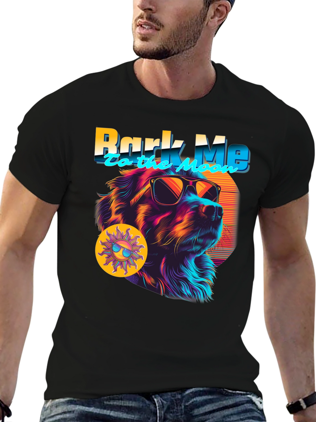Bark Me To The Moon Dog Graphic T-Shirt