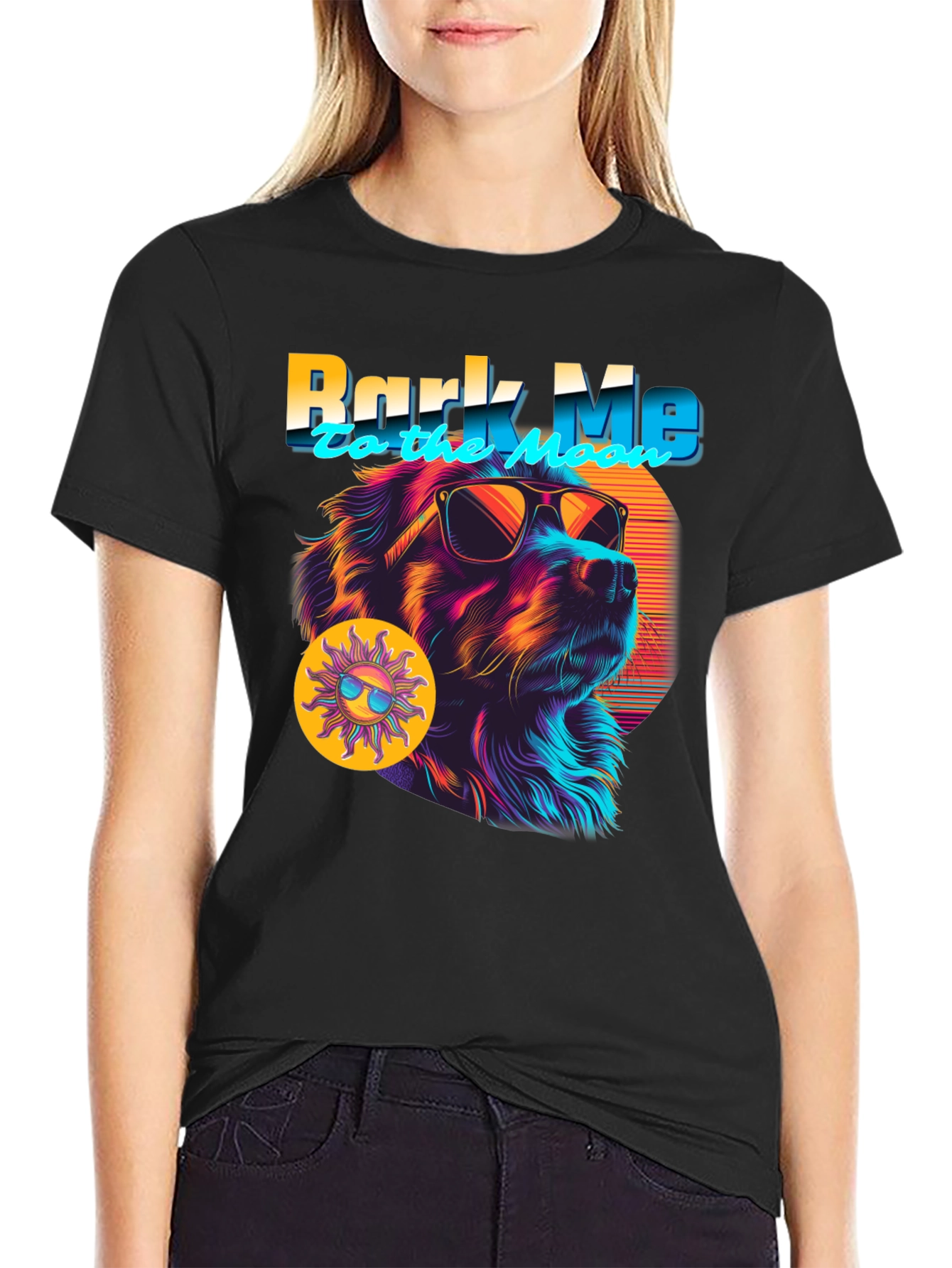 Bark Me To The Moon Dog Graphic T-Shirt