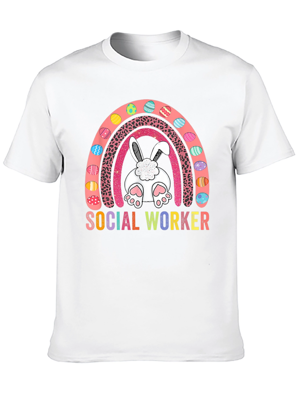 Social Worker Easter Bunny Rainbow T-Shirt