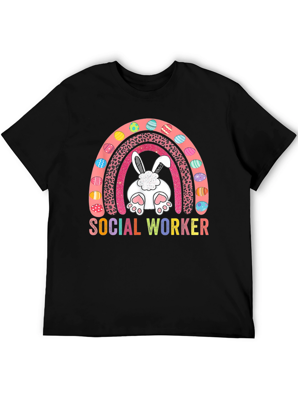 Social Worker Easter Bunny Rainbow T-Shirt
