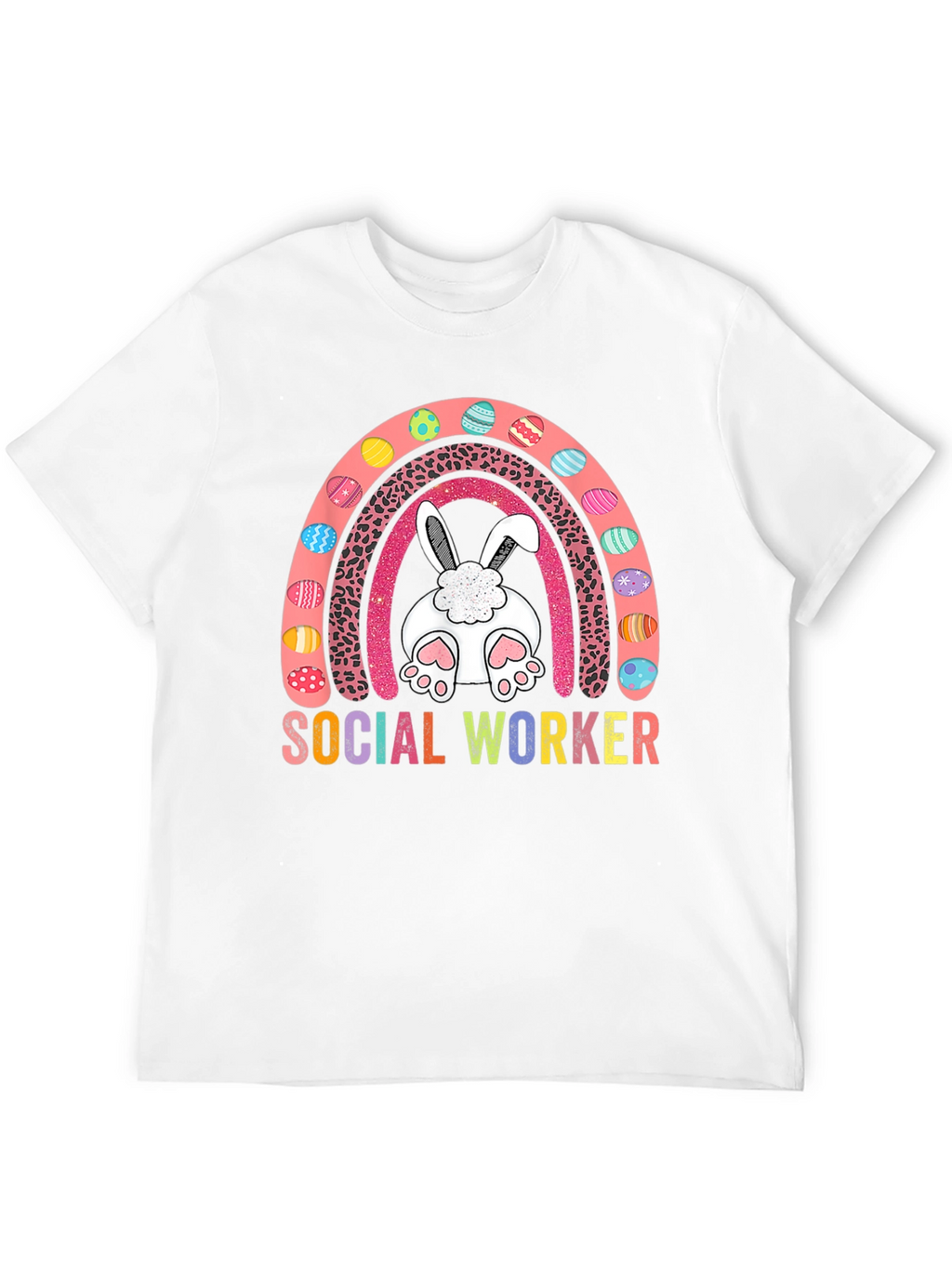 Social Worker Easter Bunny Rainbow T-Shirt