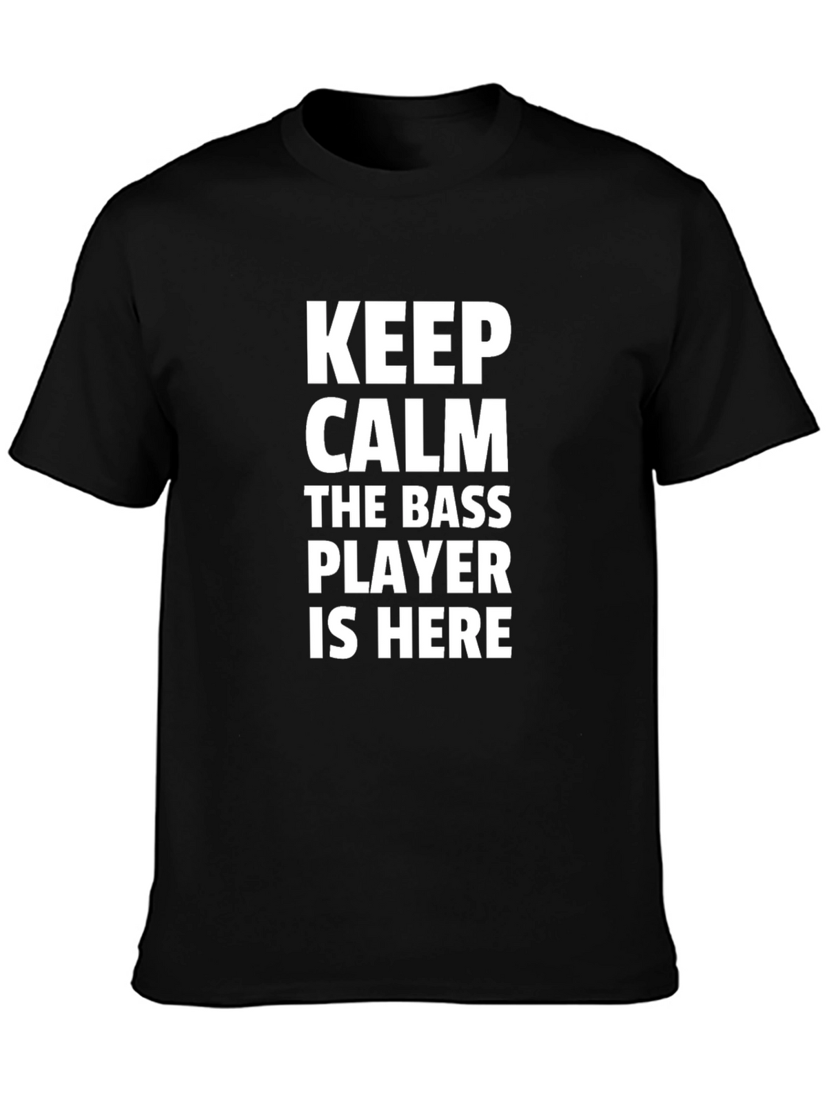 Keep Calm Bass Player T-Shirt - Black Crew Neck Tee