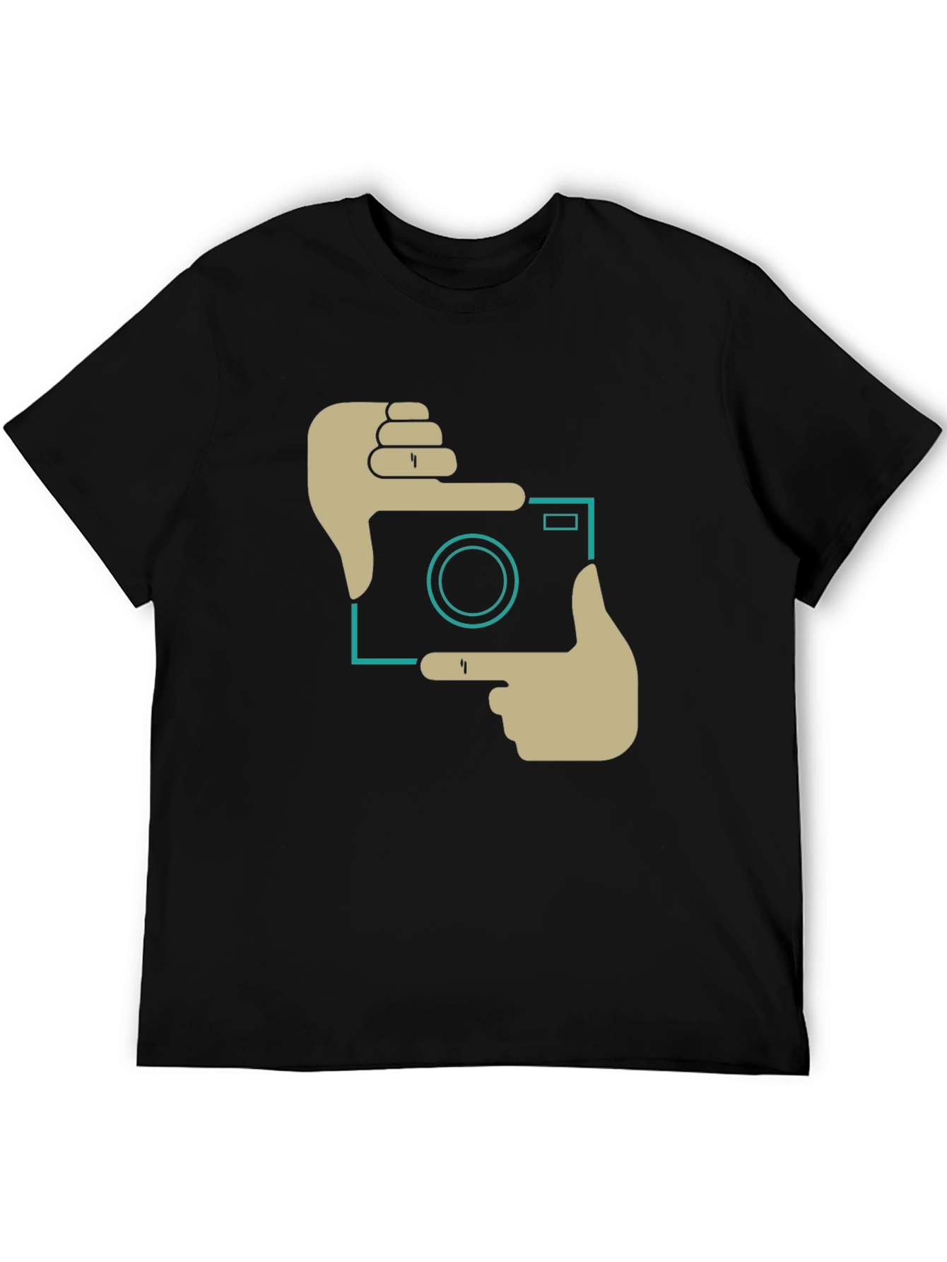 Trendy Camera Frame Graphic Black T-Shirt