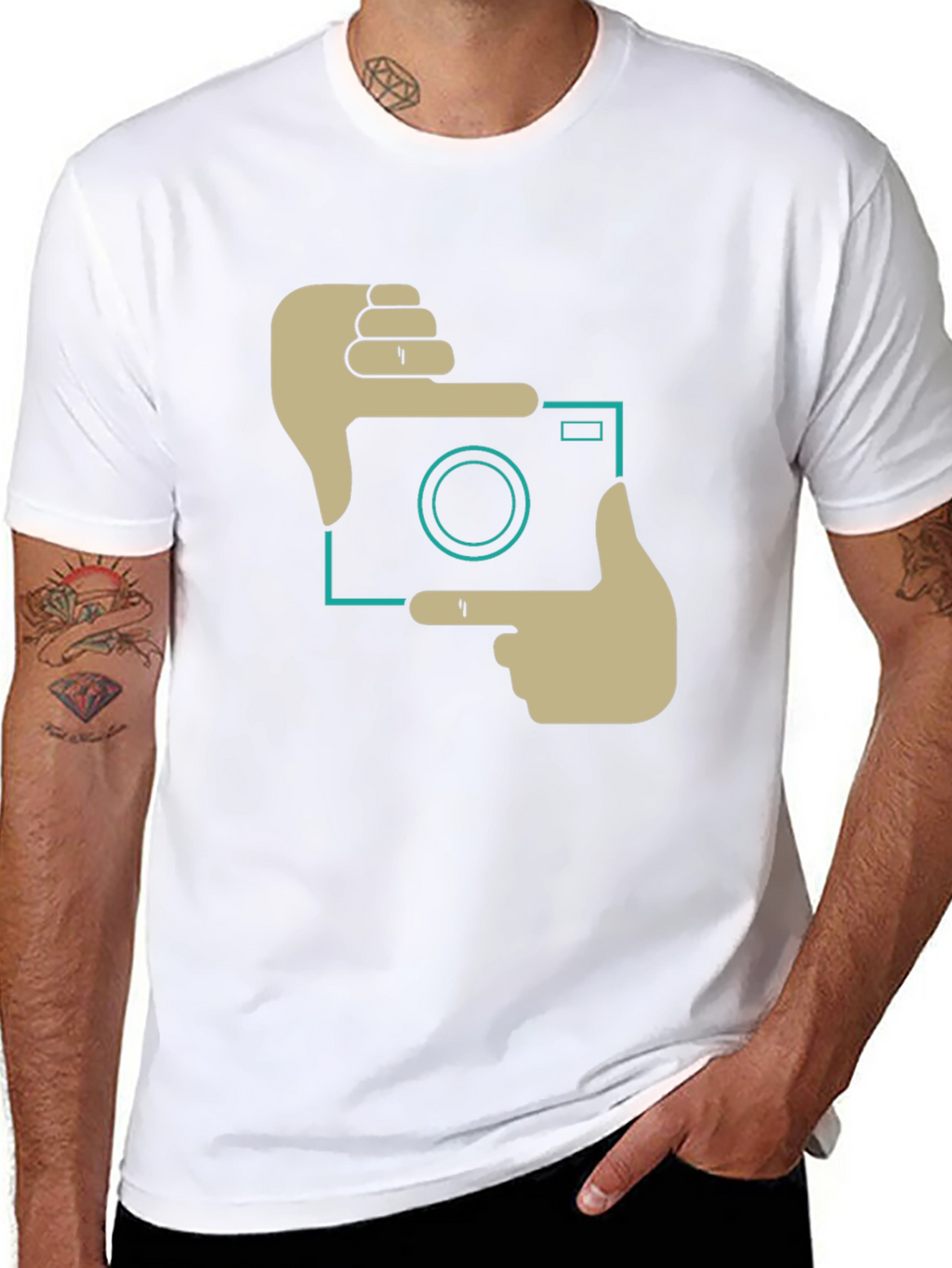 Trendy Camera Frame Graphic Black T-Shirt