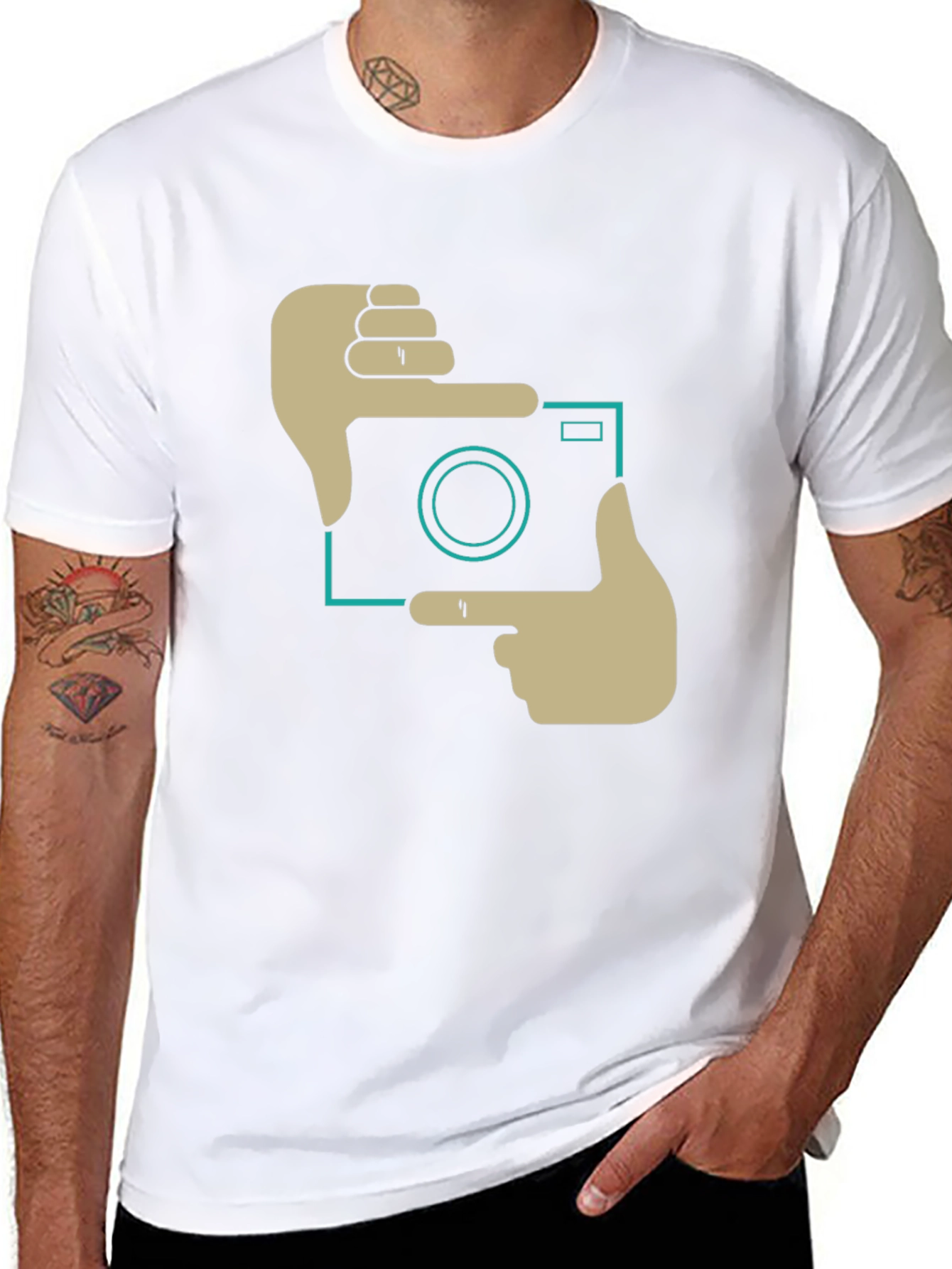Trendy Camera Frame Graphic Black T-Shirt