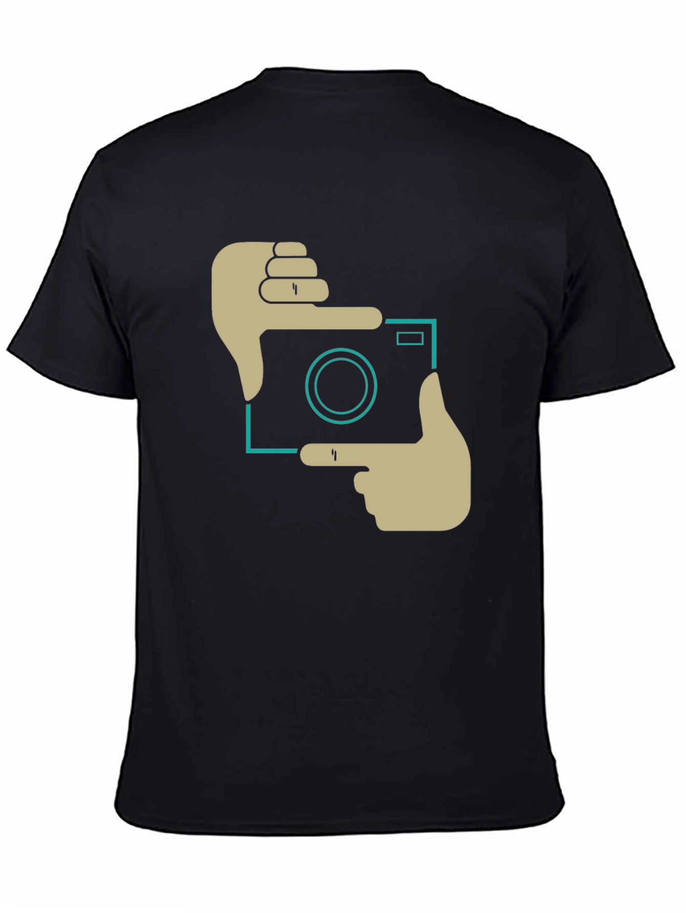 Trendy Camera Frame Graphic Black T-Shirt