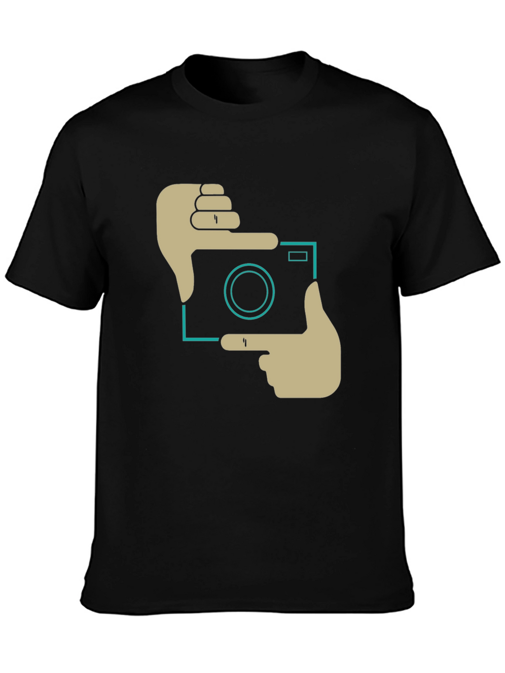 Trendy Camera Frame Graphic Black T-Shirt