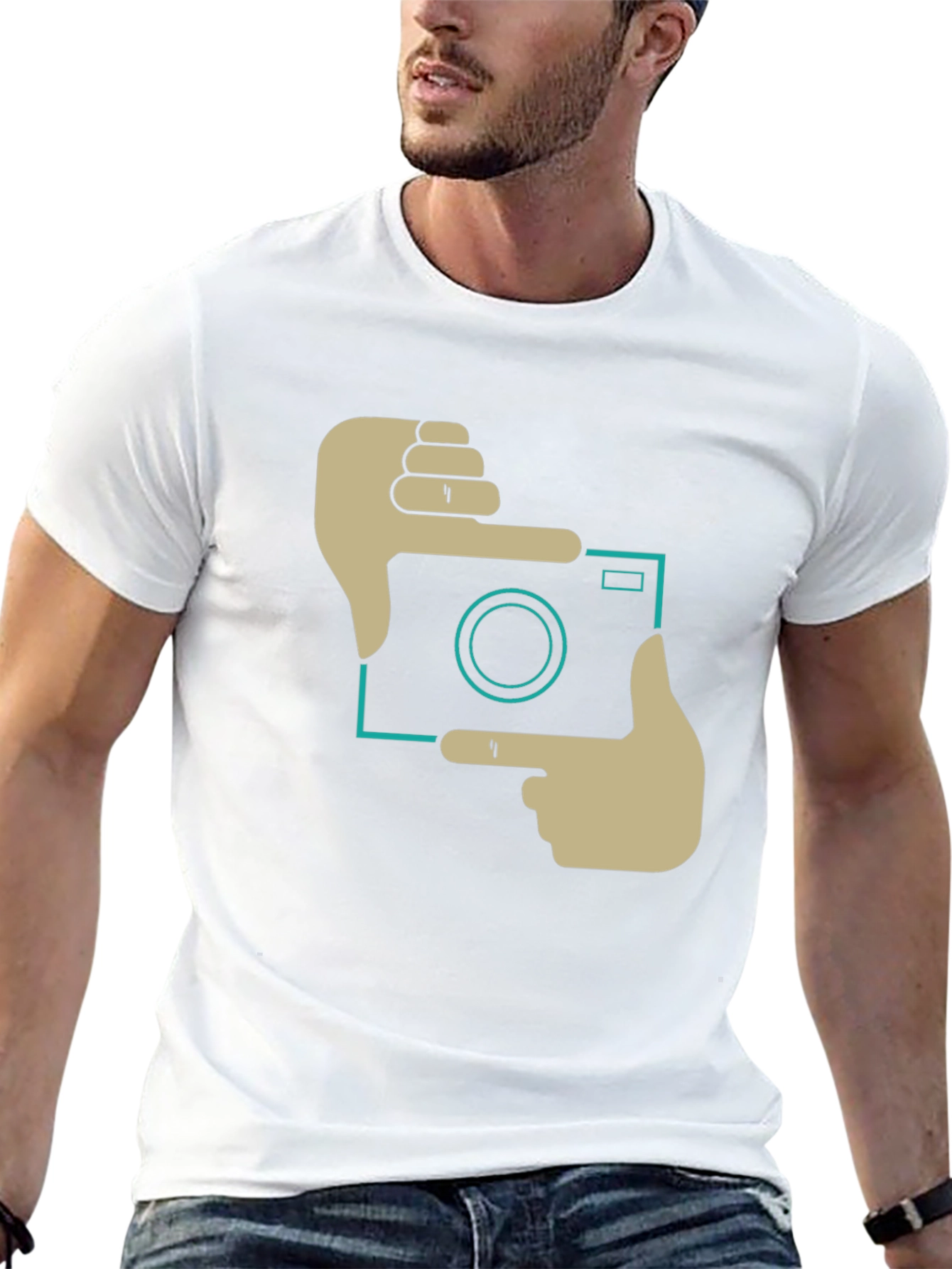 Trendy Camera Frame Graphic Black T-Shirt