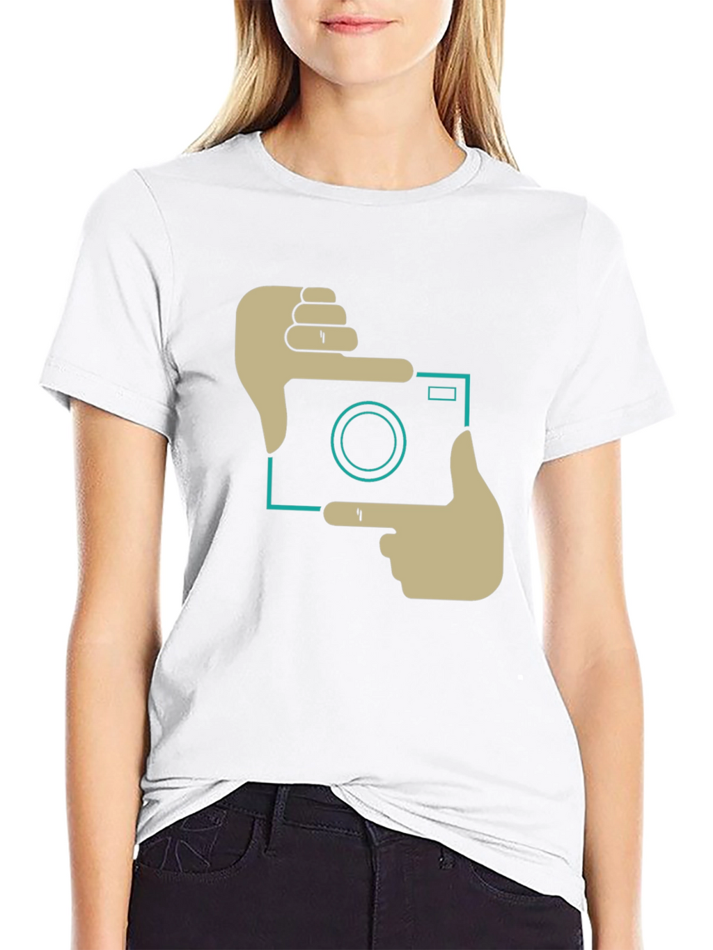 Trendy Camera Frame Graphic Black T-Shirt