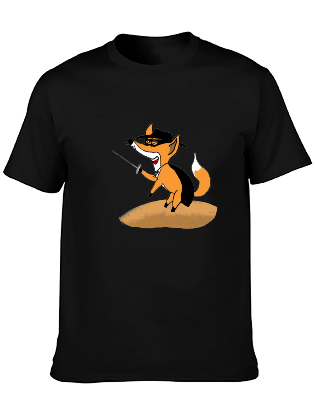 Fencing Fox Graphic Tee - Black Cotton T-Shirt