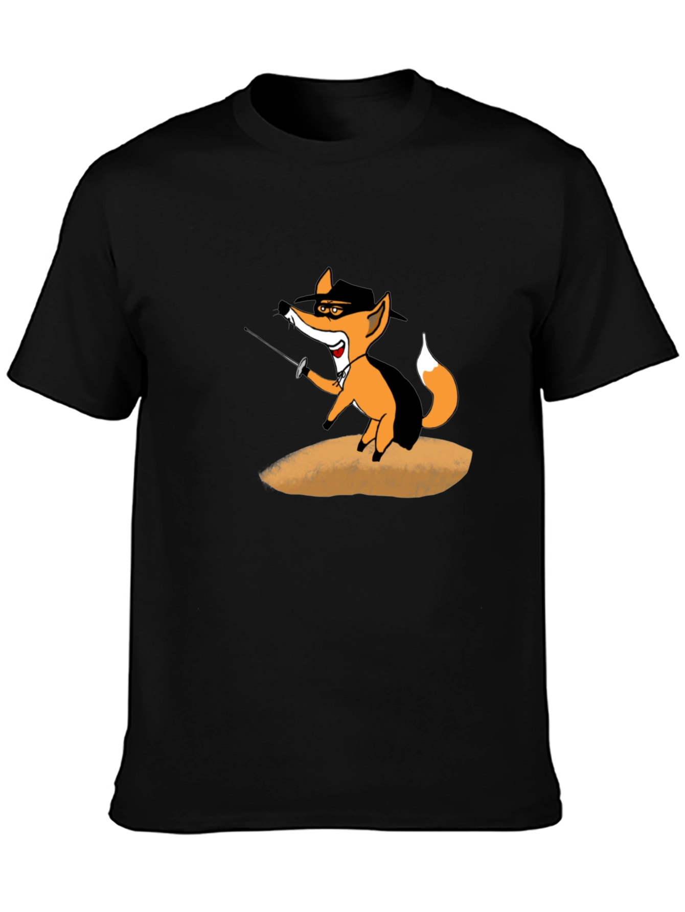 Fencing Fox Graphic Tee - Black Cotton T-Shirt