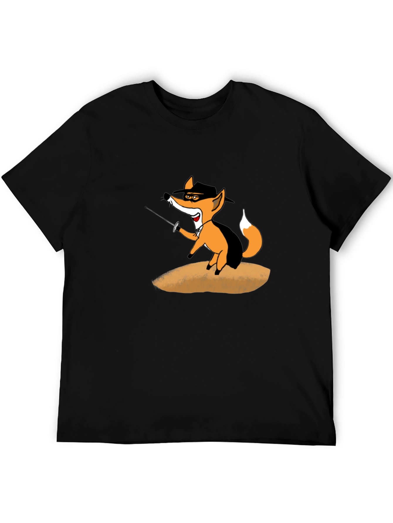 Fencing Fox Graphic Tee - Black Cotton T-Shirt