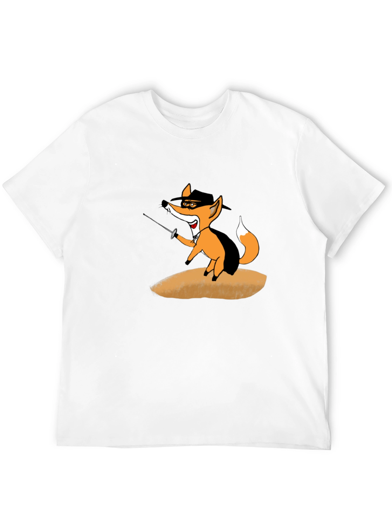 Fencing Fox Graphic Tee - Black Cotton T-Shirt