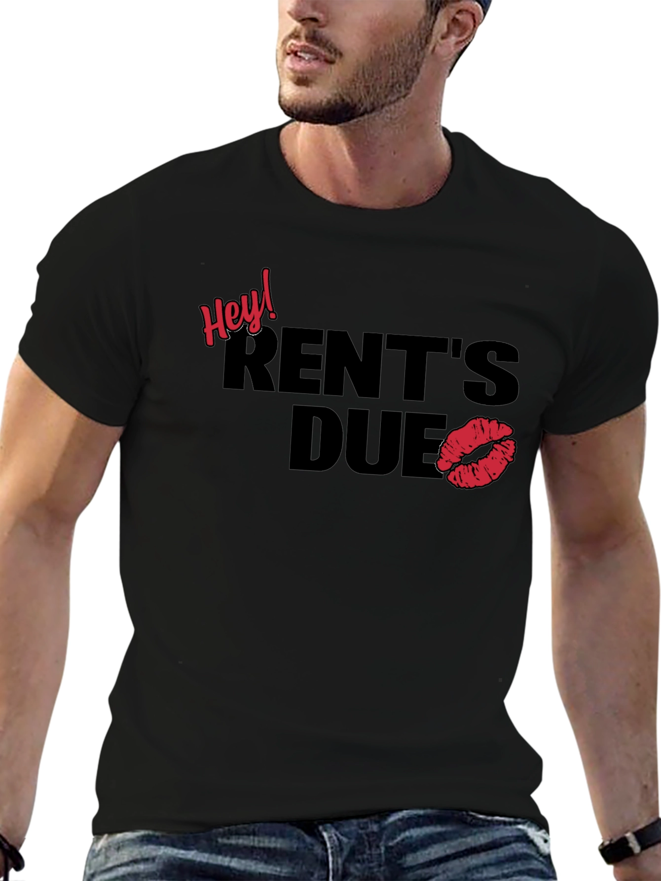 Hey! Rents Due Graphic Tee - Kiss Print