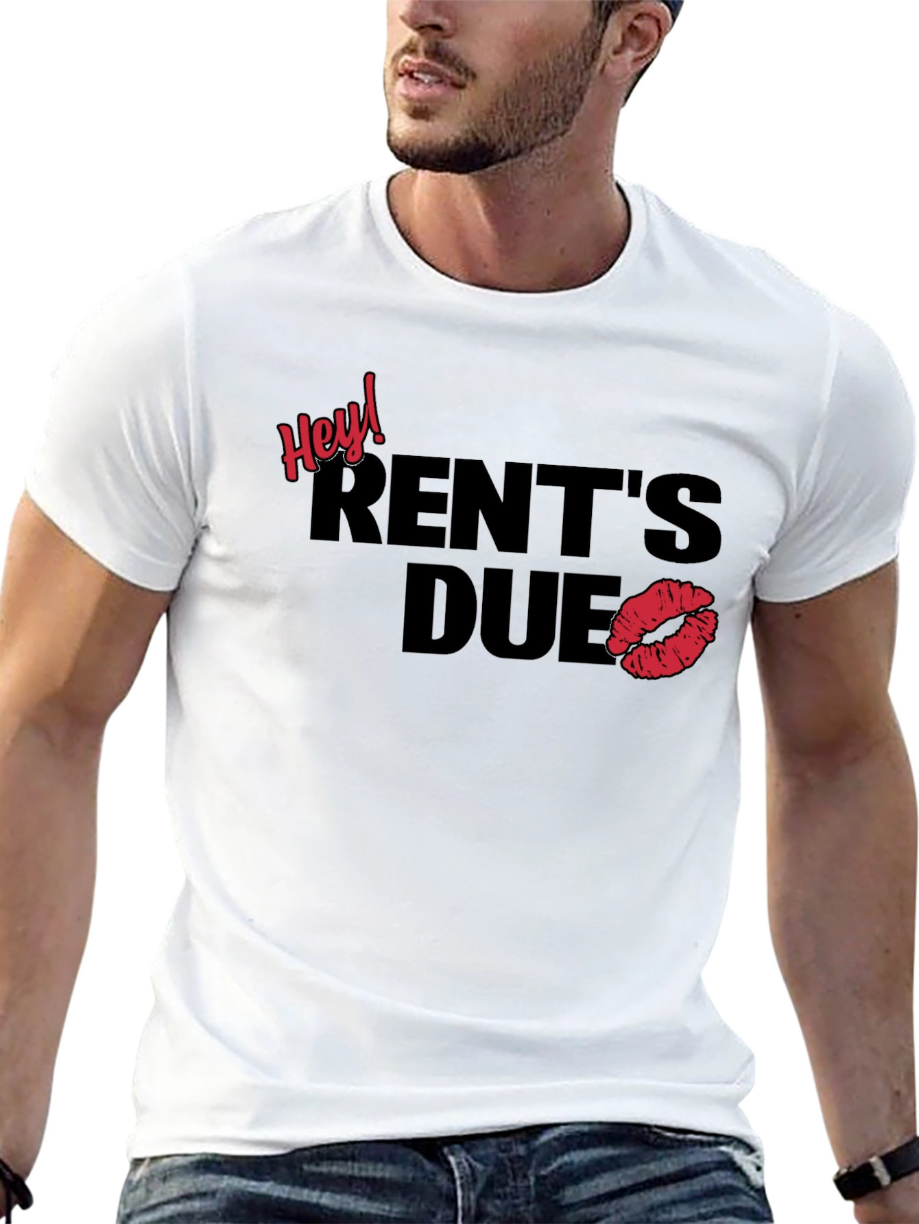 Hey! Rents Due Graphic Tee - Kiss Print