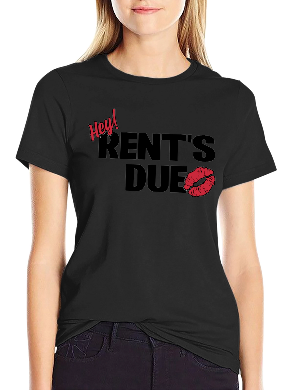 Hey! Rents Due Graphic Tee - Kiss Print