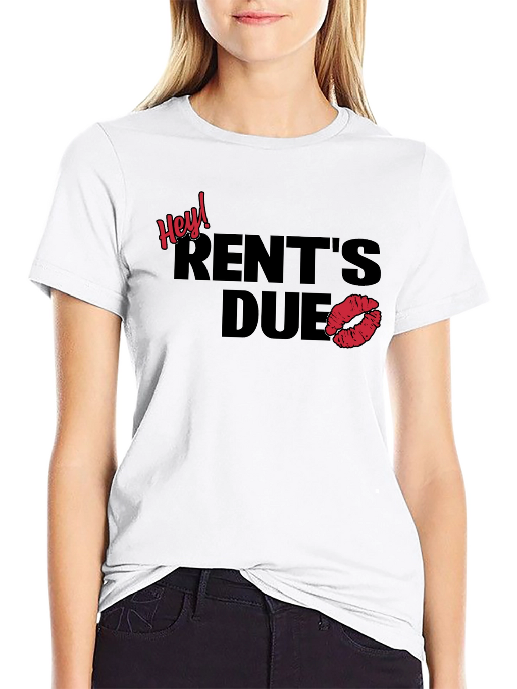 Hey! Rents Due Graphic Tee - Kiss Print