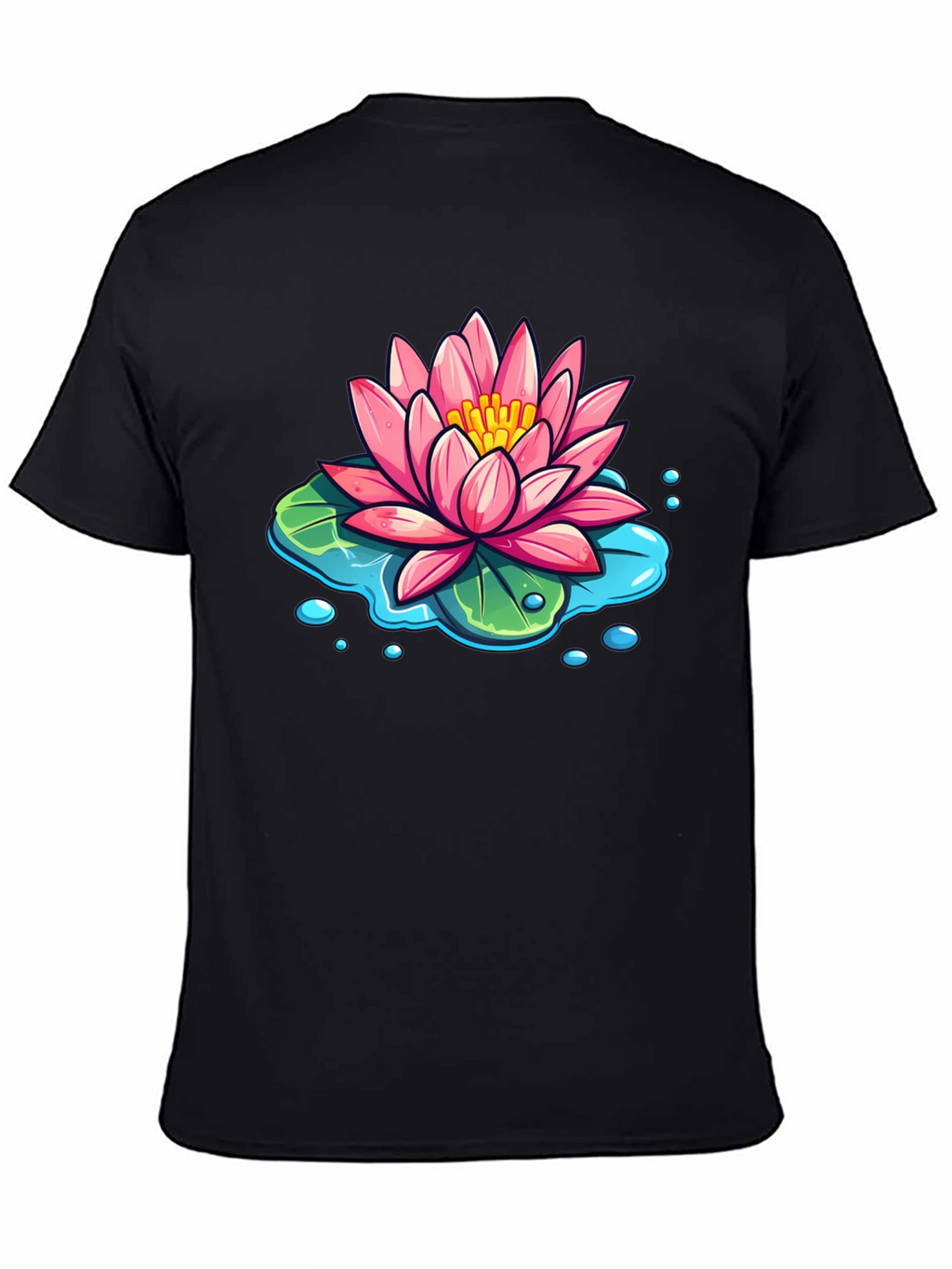 Lotus Flower T-Shirt - Black Cotton Graphic Tee