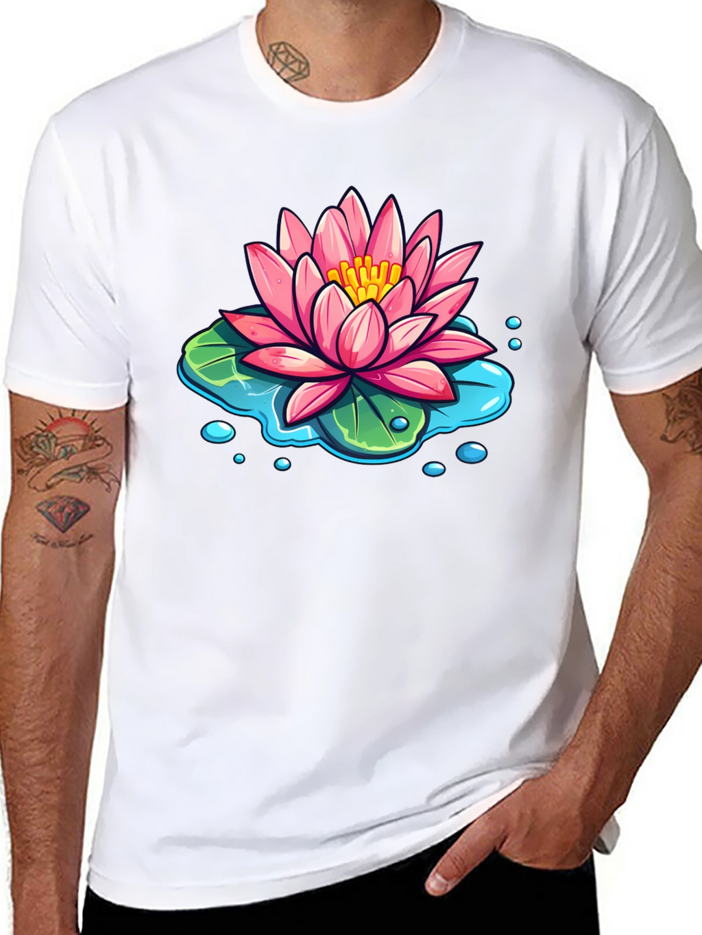 Lotus Flower T-Shirt - Black Cotton Graphic Tee
