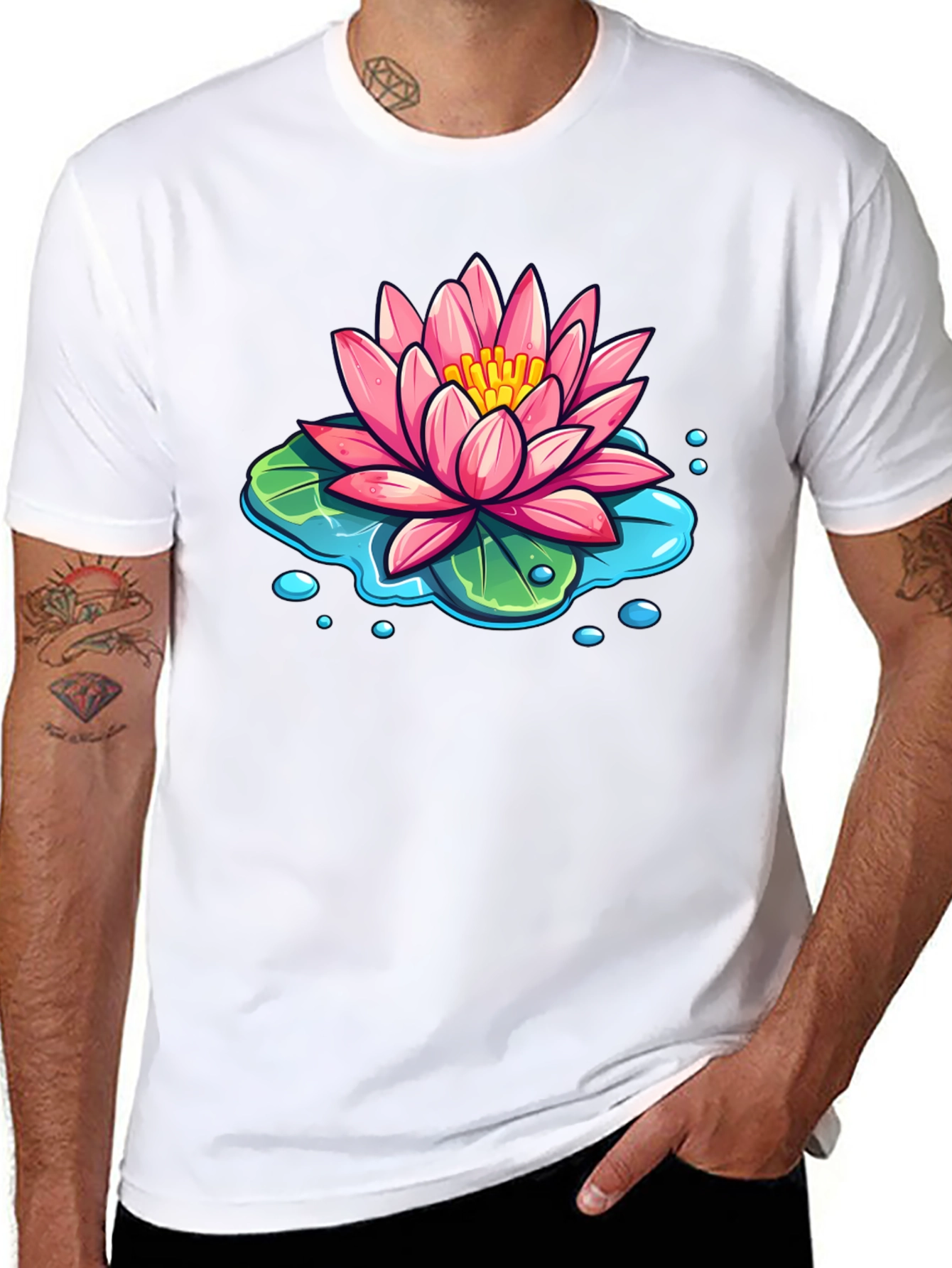 Lotus Flower T-Shirt - Black Cotton Graphic Tee