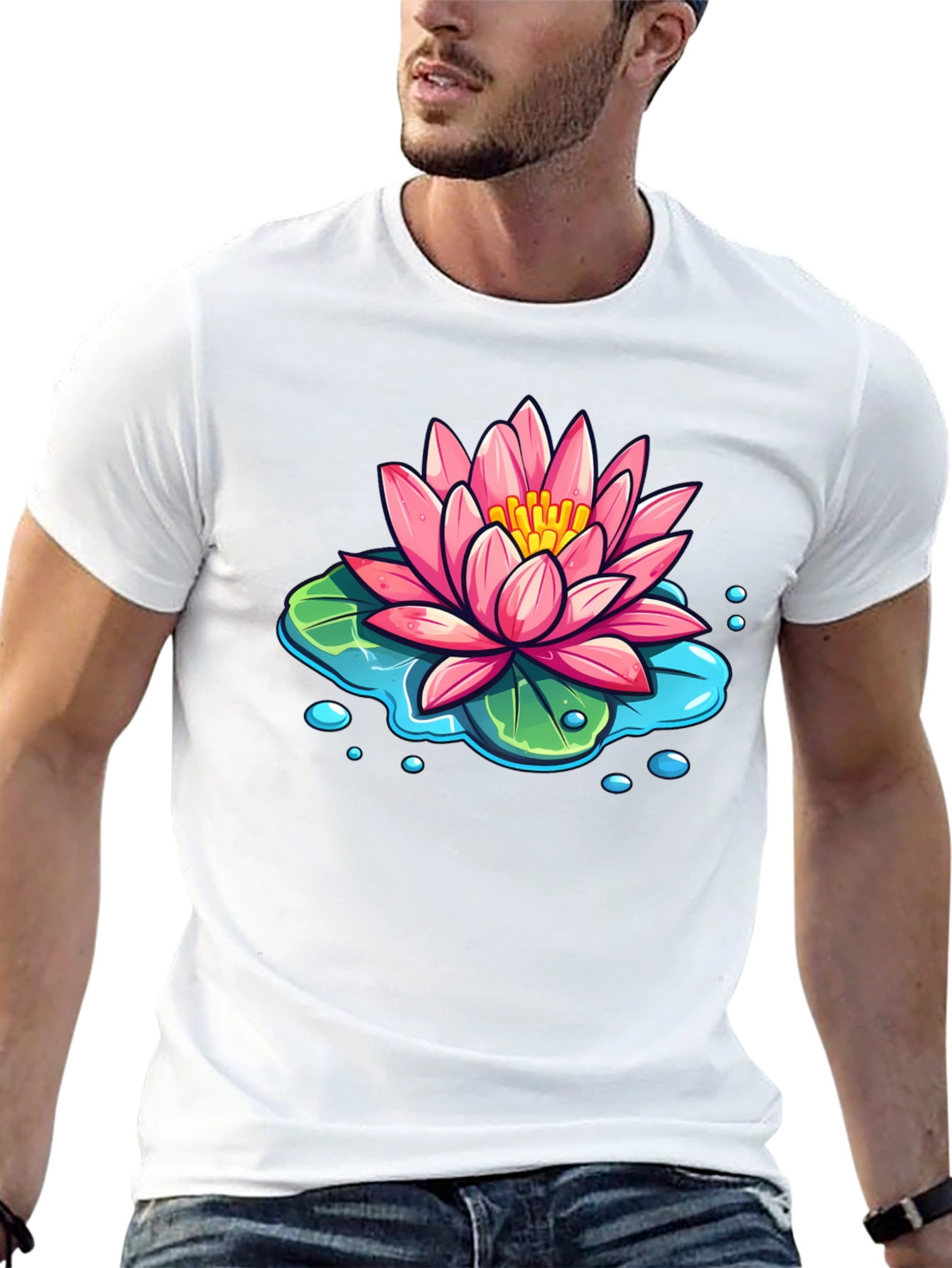 Lotus Flower T-Shirt - Black Cotton Graphic Tee