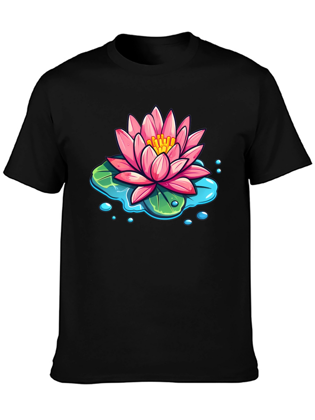 Lotus Flower T-Shirt - Black Cotton Graphic Tee