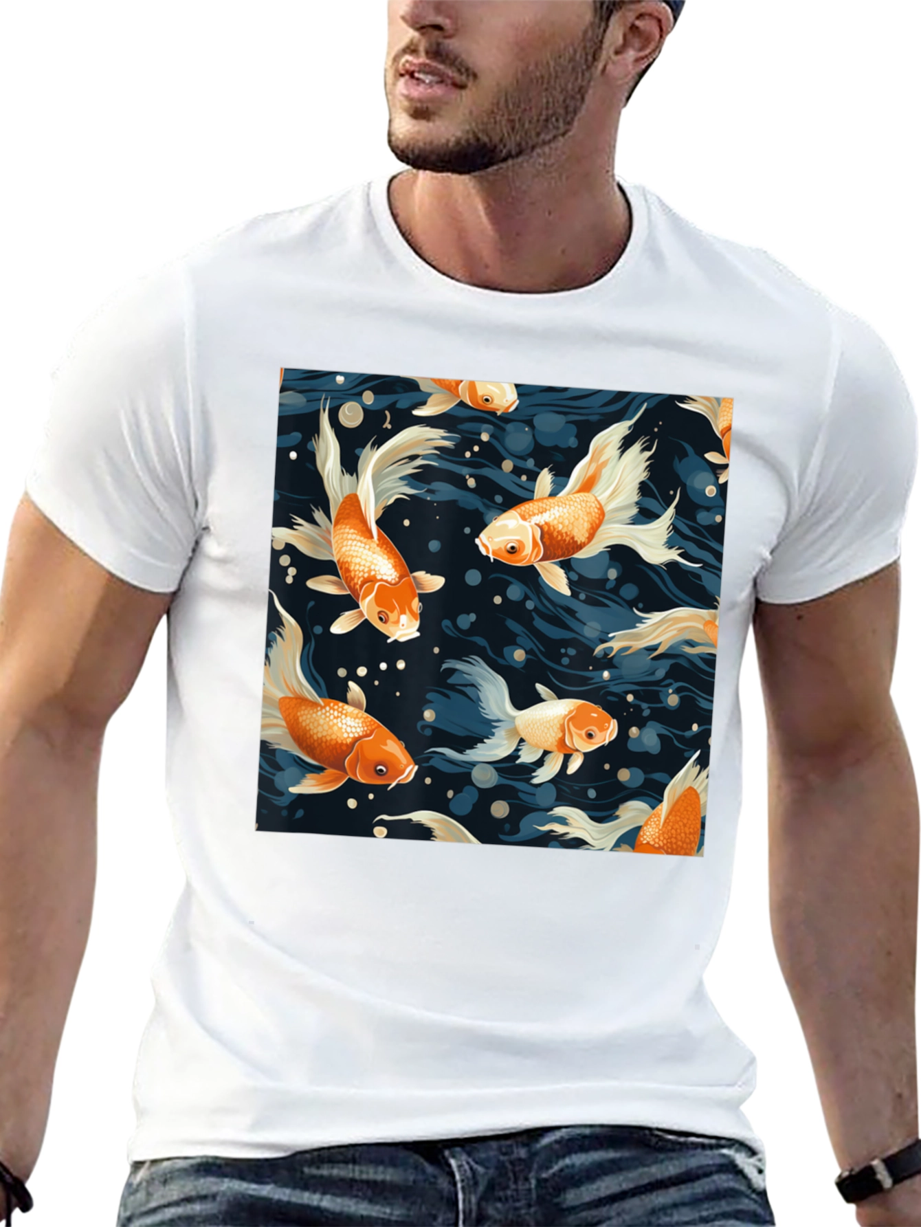 Goldfish Print Crew Neck T-Shirt