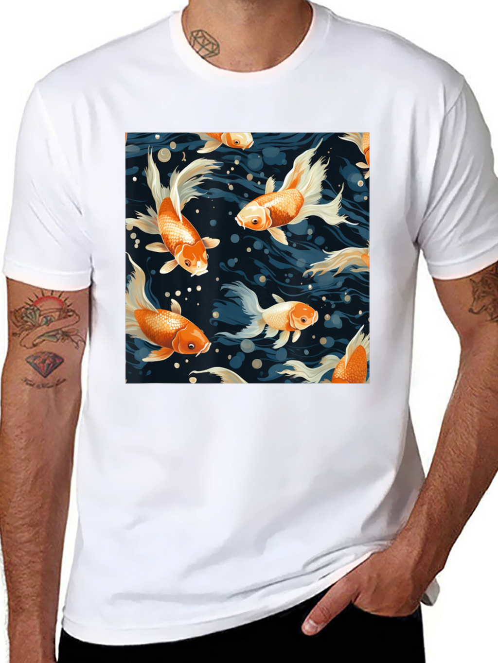 Goldfish Print Crew Neck T-Shirt