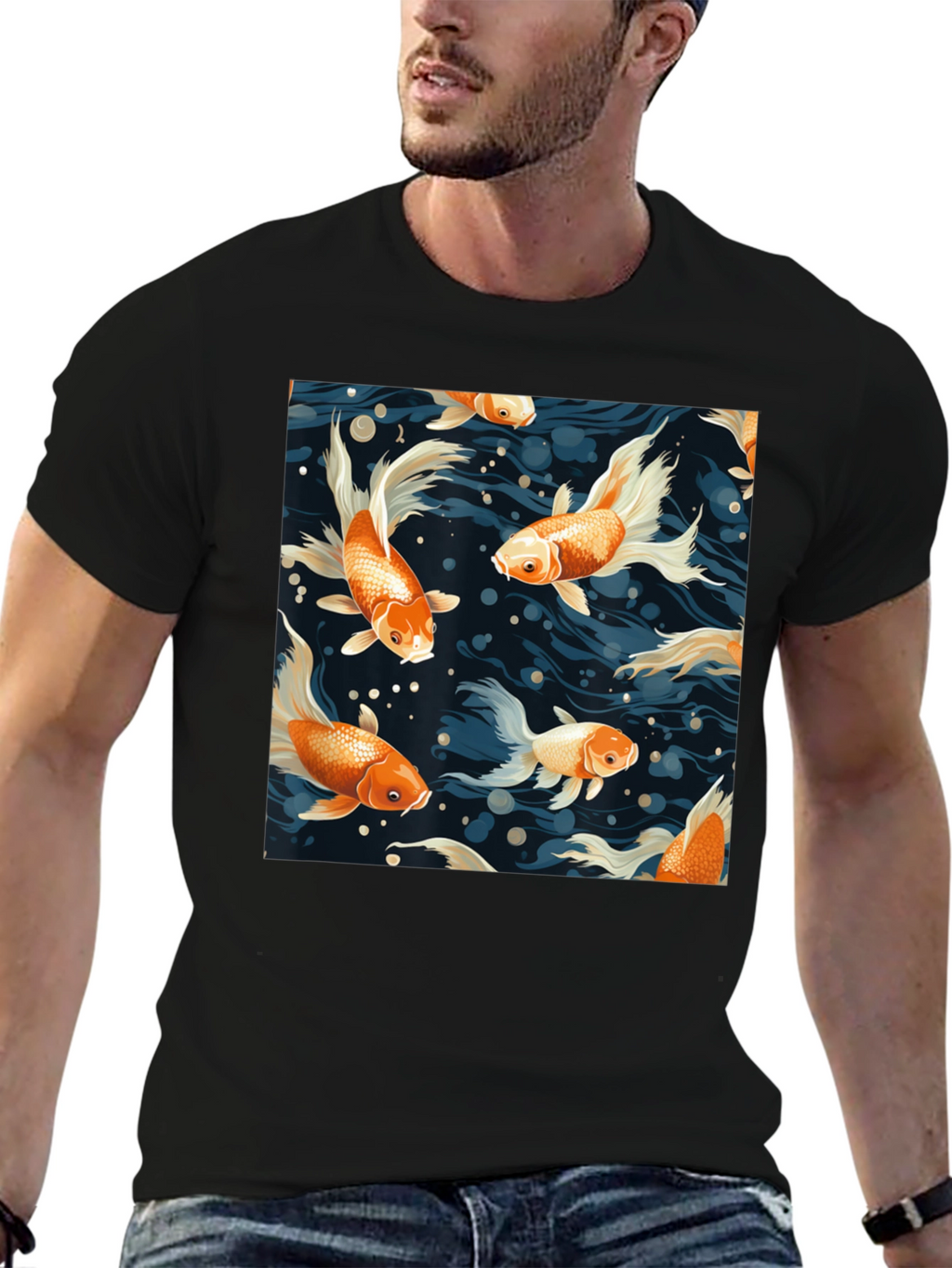 Goldfish Print Crew Neck T-Shirt
