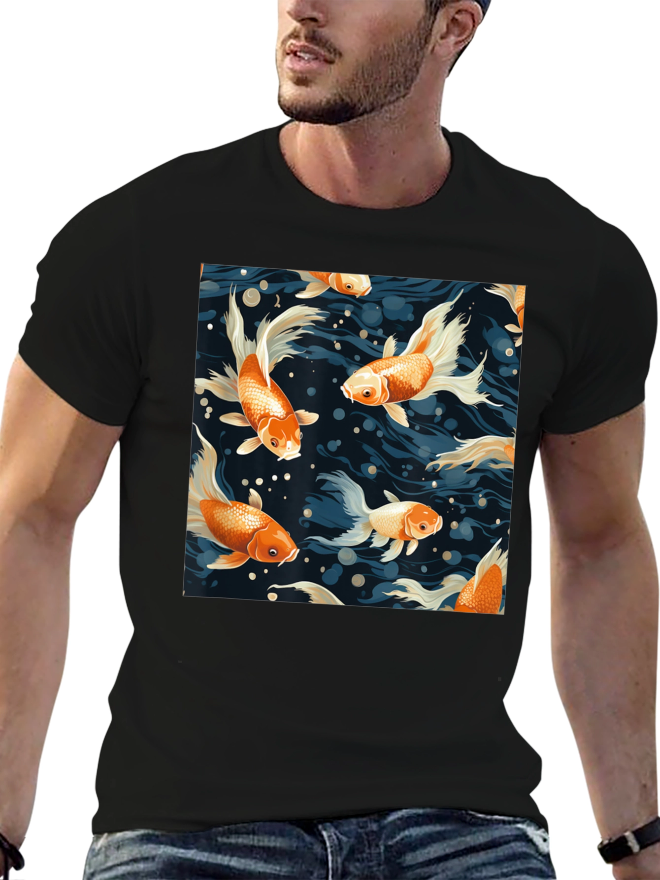 Goldfish Print Crew Neck T-Shirt