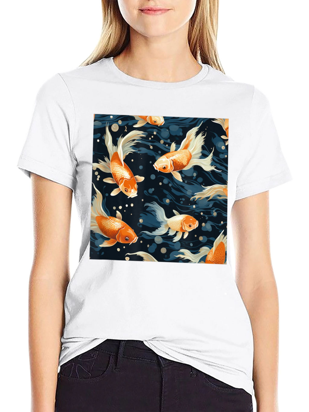 Goldfish Print Crew Neck T-Shirt