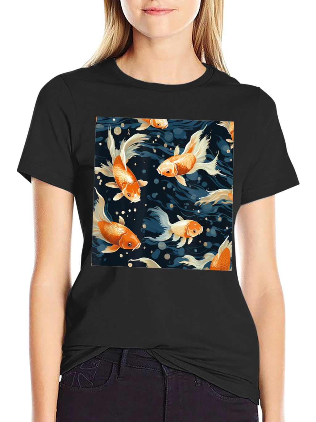 Goldfish Print Crew Neck T-Shirt