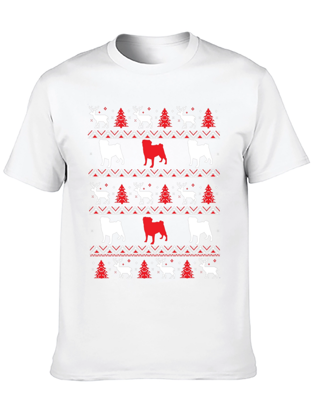 Festive Dog & Deer Christmas Pattern T-Shirt