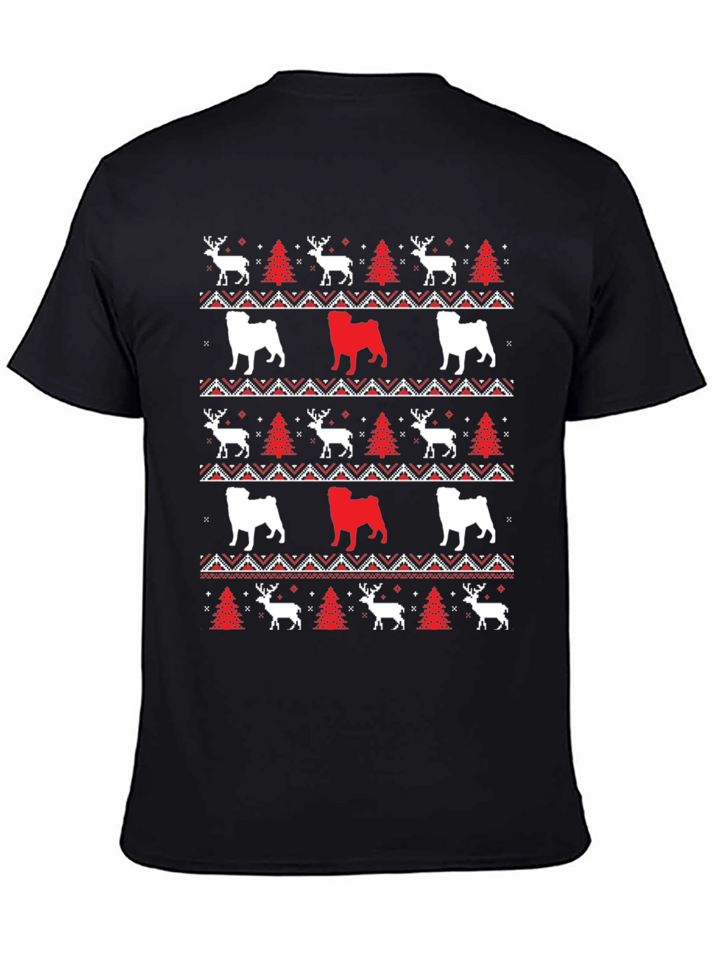 Festive Dog & Deer Christmas Pattern T-Shirt