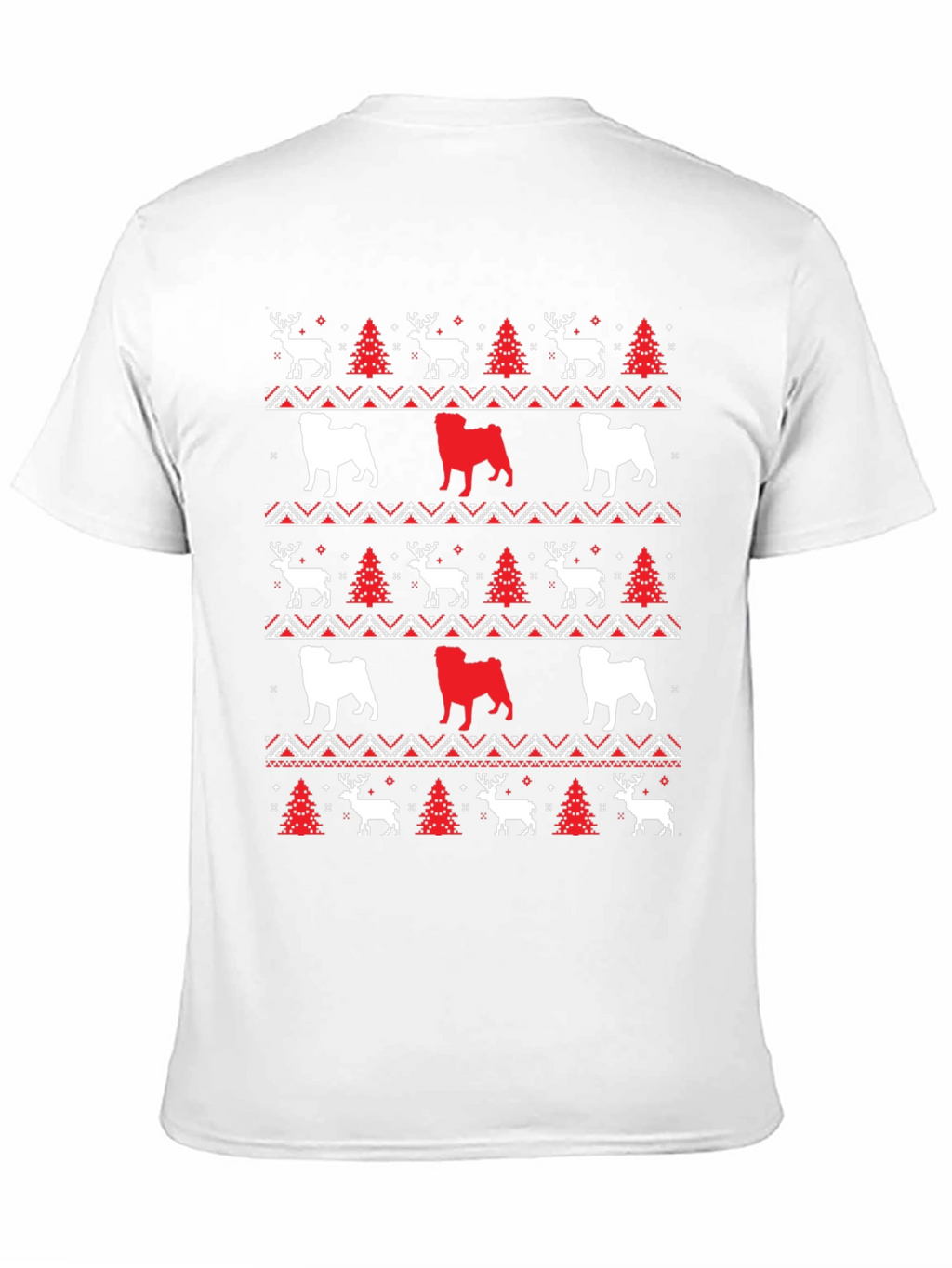 Festive Dog & Deer Christmas Pattern T-Shirt