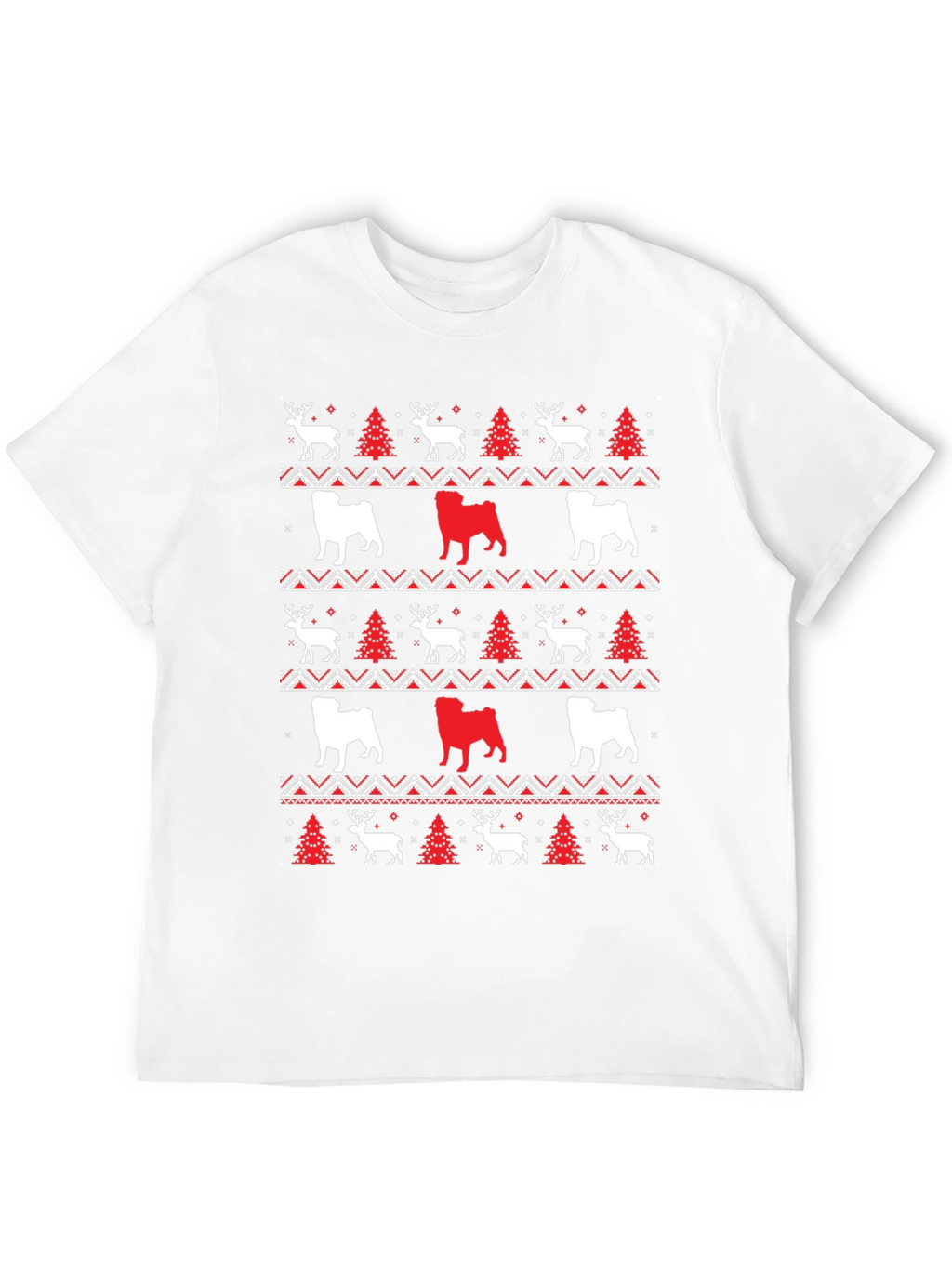 Festive Dog & Deer Christmas Pattern T-Shirt
