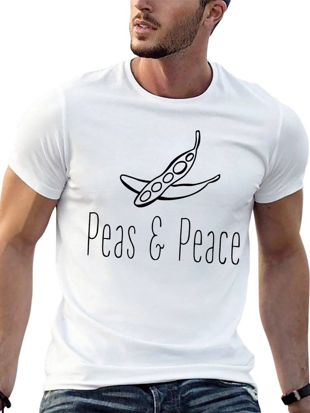 Peas and Peace Graphic T-Shirt - Black