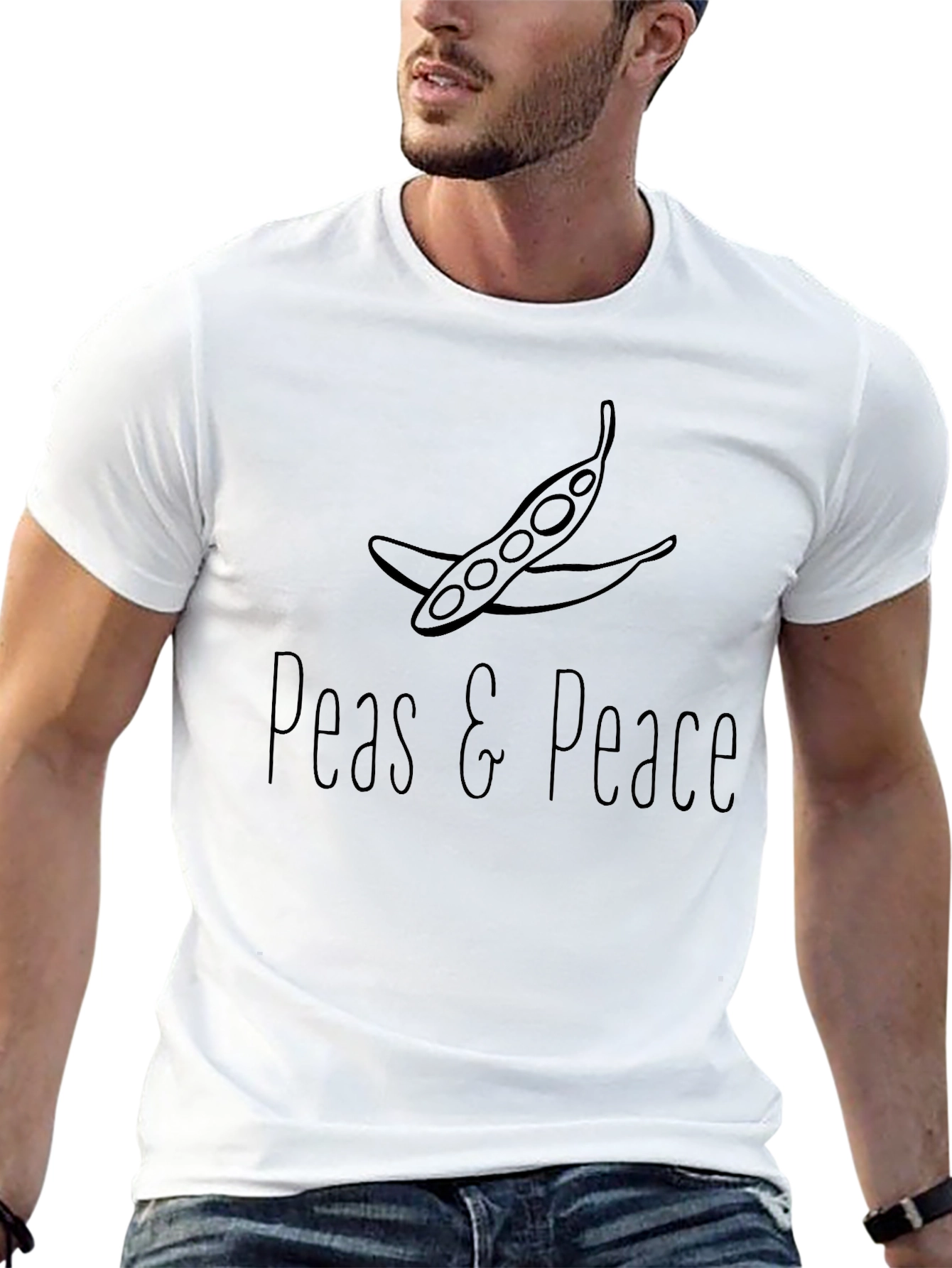 Peas and Peace Graphic T-Shirt - Black